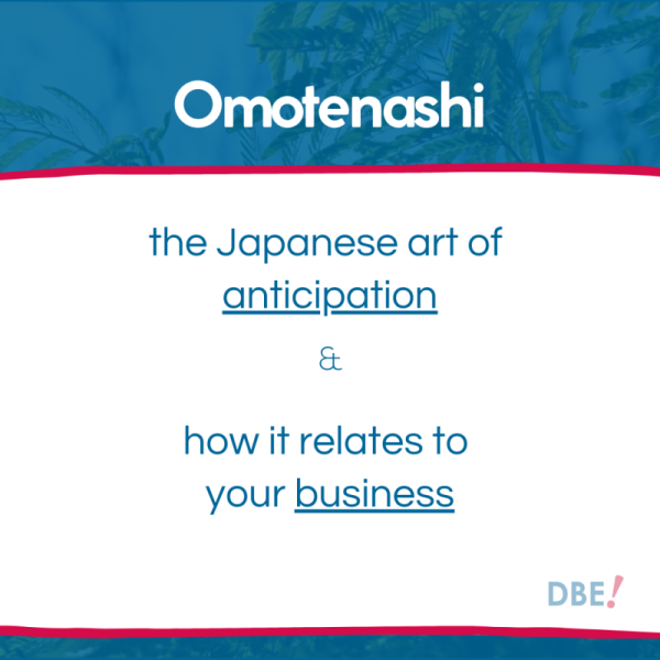 Digital Brand Expressions Omotenashi Omotenashi in business blog post title on white and blue background.