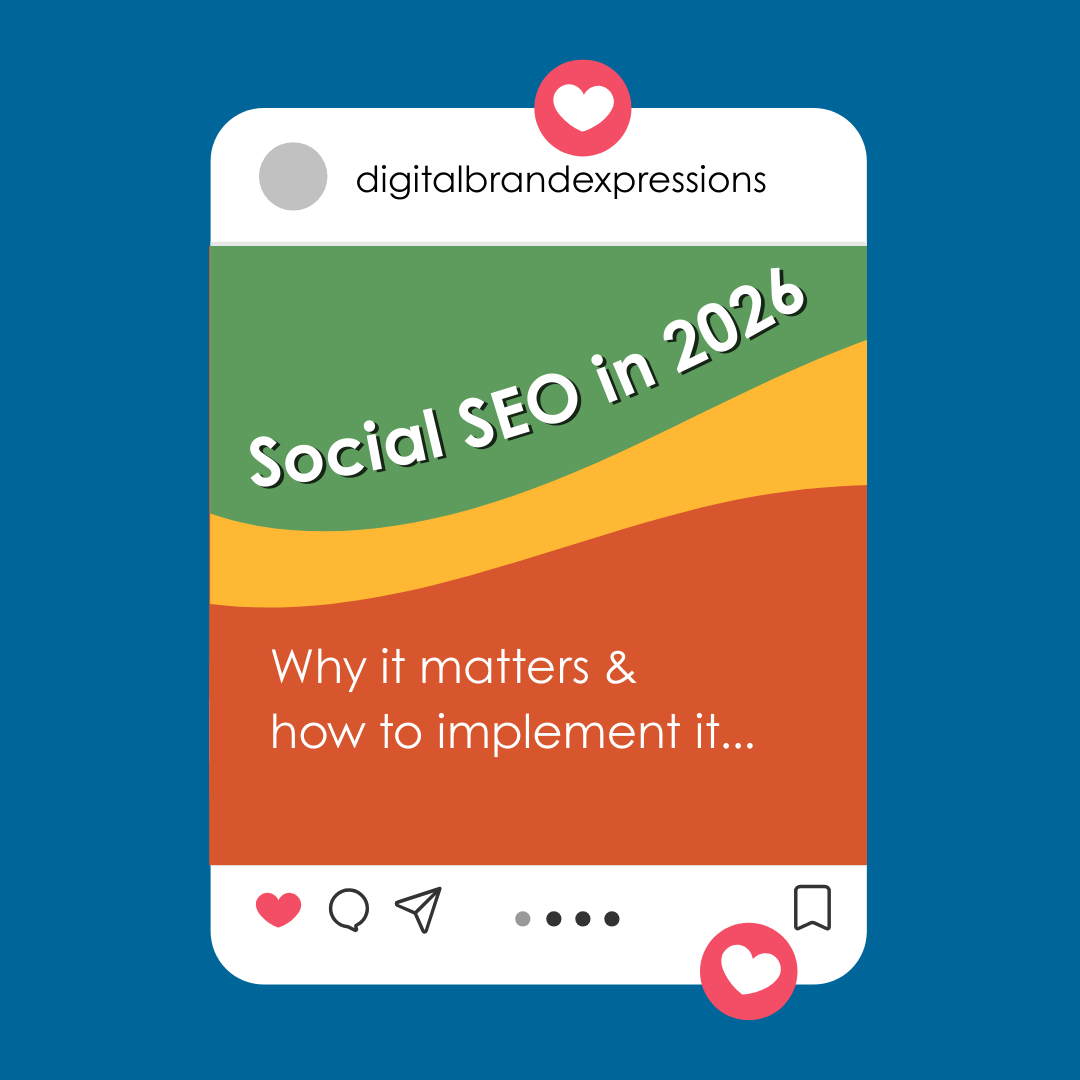 Social SEO in 2026 a social post from DBE with the words, "Social SEO in 2026: Why it matters & How to implement it"