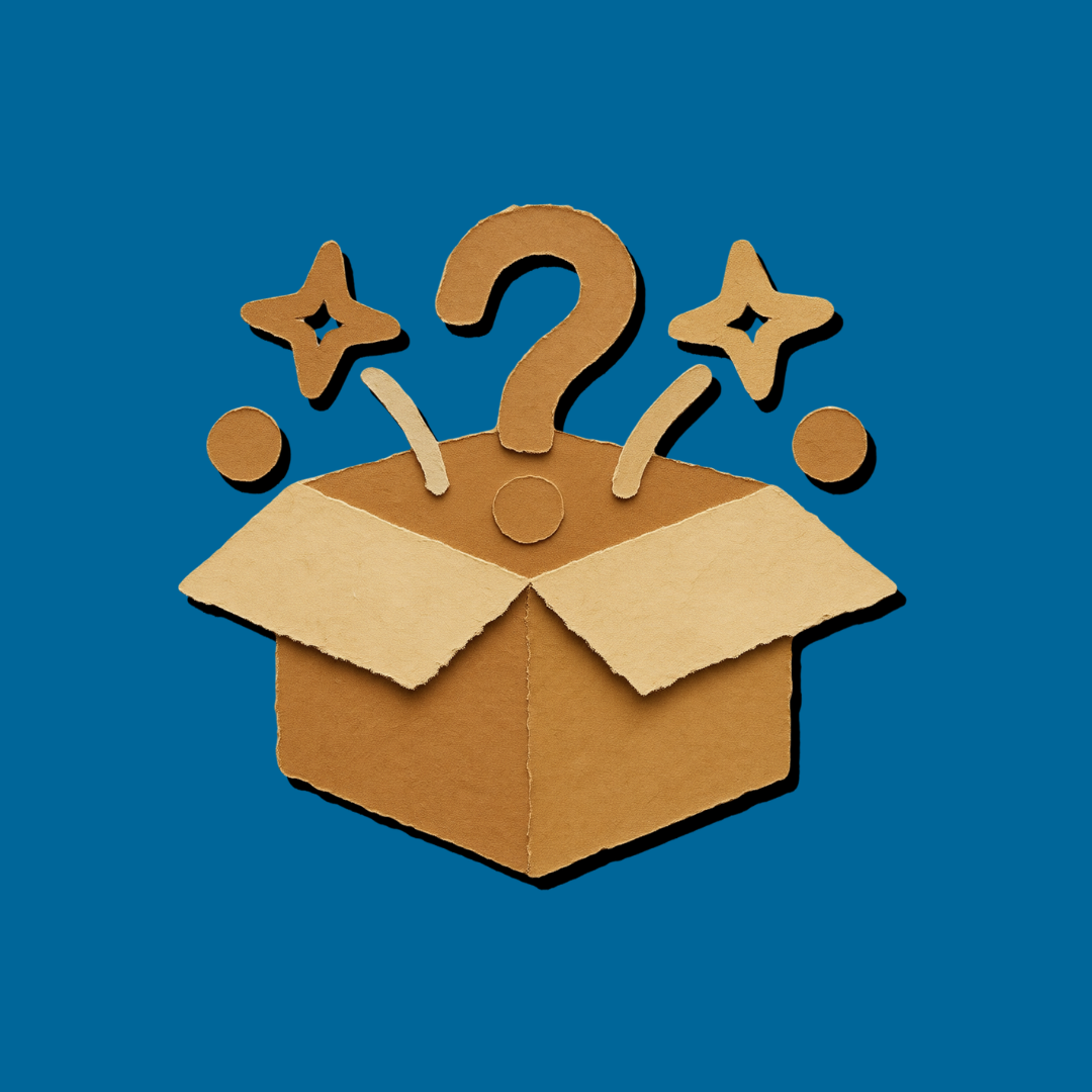 YouGov Research a graphic of a cardboard box with a question mark and stars shooting out